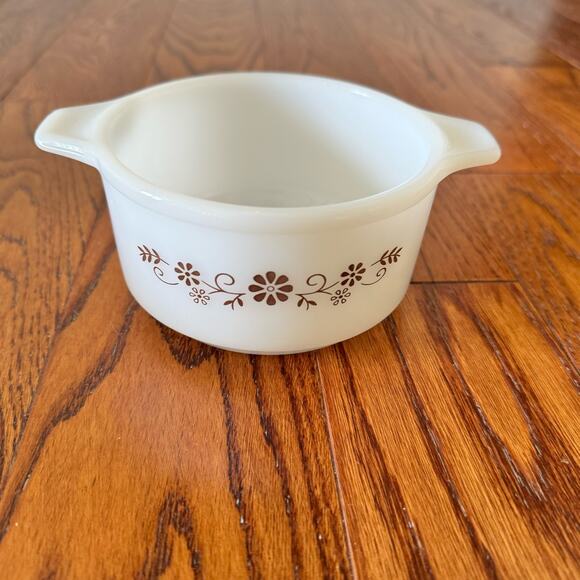 Dynaware Pyr-O-Rey Vintage Milk Glass Brown Daisy Casserole Bowl Dish Set of 4 - Picture 8 of 15